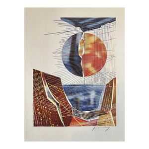 M. Peter Piening, Pencil Signed Abstract Geometric Graphic Design Lithograph Print, Bauhaus Artist, 1968