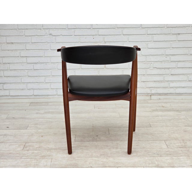 Danish Armchair in Teak Wood and Black Artificial Leather, 1960s For Sale - Image 9 of 13