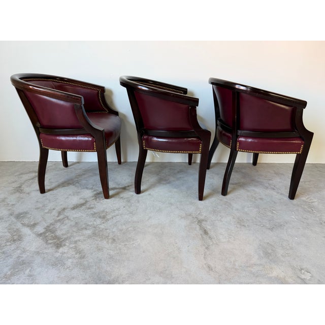 Vintage Hickory Leather Hollywood Regency Style Dining Chairs - Set of 6 For Sale In Miami - Image 6 of 17
