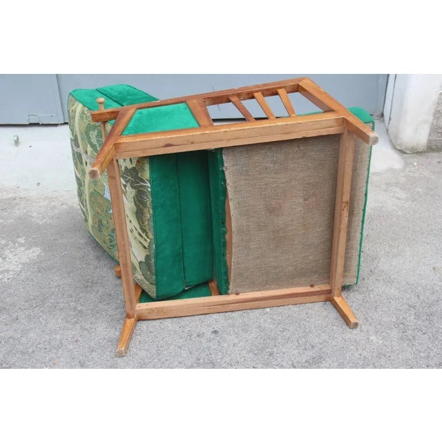 Italian Green Walnut Armchair, 1940s For Sale - Image 4 of 17