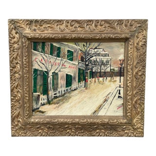 1960s Molly Lamb Bobak "Cafe Du Agil" Oil on Board For Sale