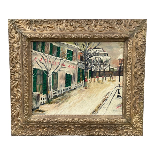 1960s Molly Lamb Bobak "Cafe Du Agil" Oil on Board For Sale