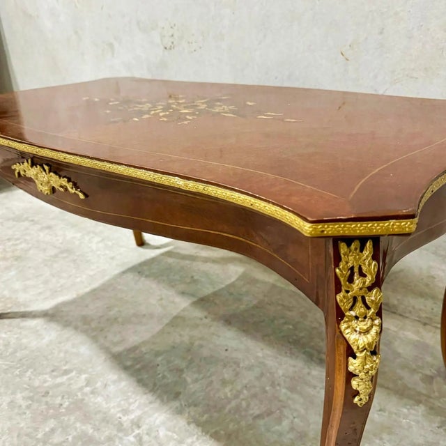 2020s Rococo Style Coffee Table – Elegant Copper Gold Finish With Ornate French Details For Sale - Image 5 of 7
