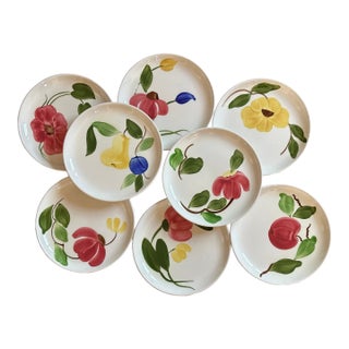 Mid 20th Century Stetson Hand Painted Plates Set of 8 for Dessert, Salad, Bread, or Hor'dourves For Sale