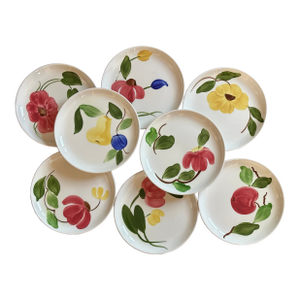 Mid 20th Century Stetson Hand Painted Plates Set of 8 for Dessert, Salad, Bread, or Hor'dourves