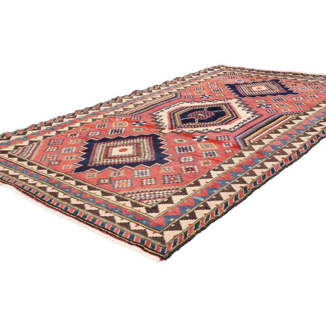 78886 Vintage Persian Lori Rug, 04'10 x 08'01. This exquisite hand-knotted wool vintage Persian Lori rug is a masterpiece...