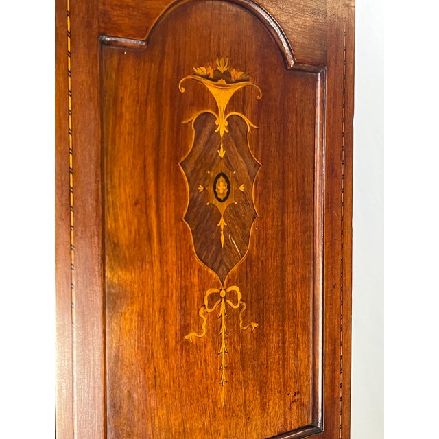 Early 20th Century English Edwardian Style Inlaid Mahogany Wardrobe With Beveled Oval Mirror For Sale - Image 16 of 16