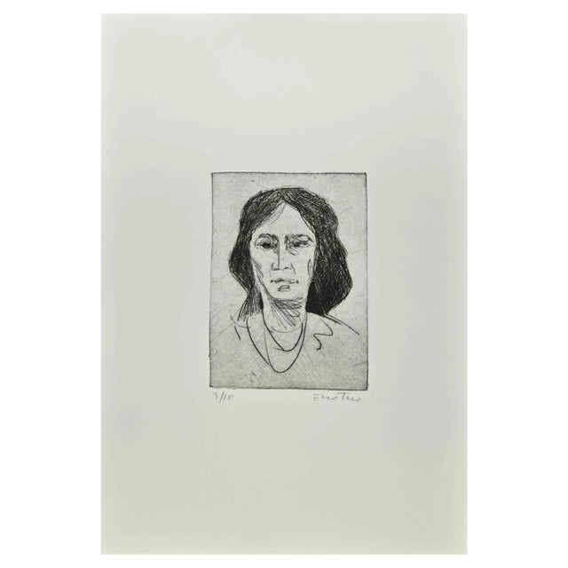 Enotrio Pugliese, Woman, Etching, 1963 For Sale