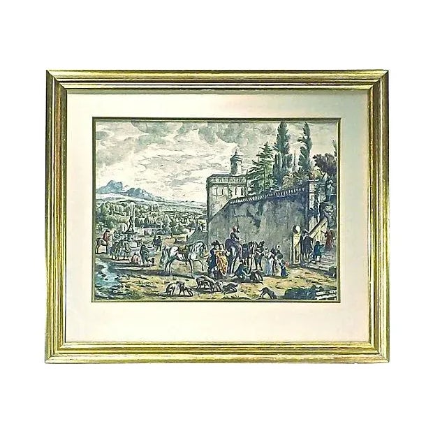 Antique 18th Century Countryside Scene Engraving For Sale