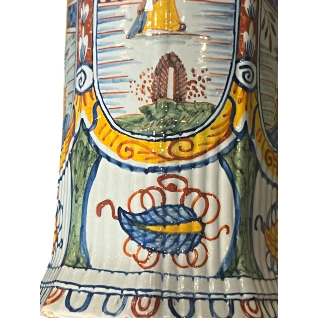 Delft Polychrome Vases - a Pair For Sale - Image 4 of 12