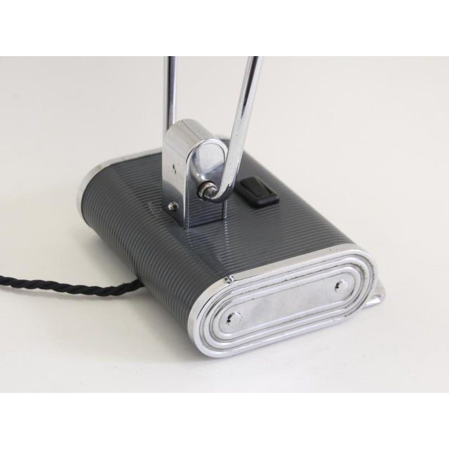 Art Deco French Anthracite Gray and Chrome Table Lamp by Eileen Gray for Jumo, 1940s For Sale - Image 12 of 17