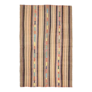 1970s Vintage Turkish Oushak Handmade Wool Cotton Tan Area Rug