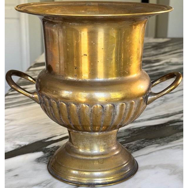 Vintage Neoclassical Brass Finish Urn Shape Champagne Chiller For Sale - Image 16 of 16