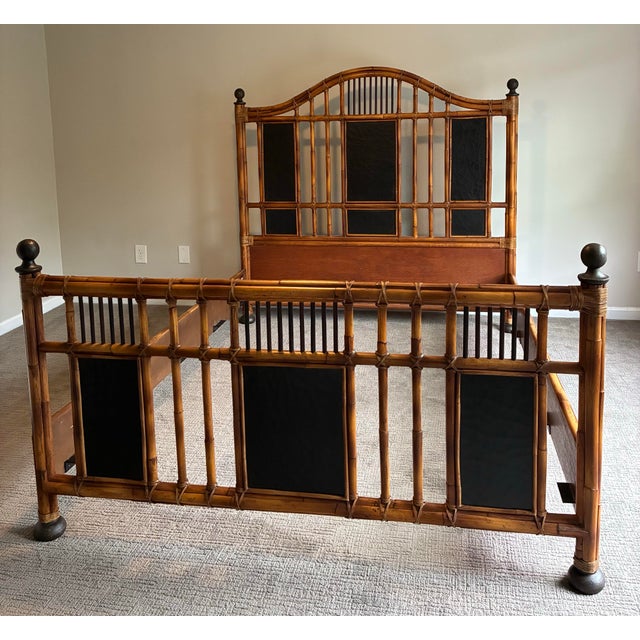 English Late 20th Century Milling Road by Baker British Colonial Bamboo Queen Bed Frame For Sale - Image 3 of 12