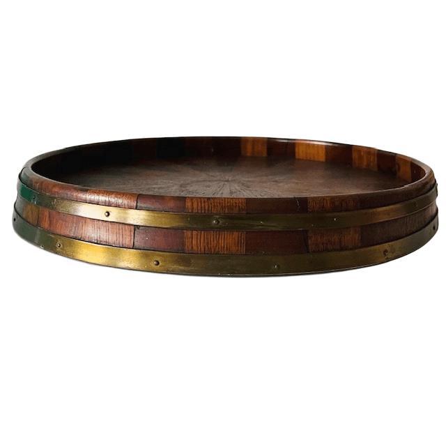 Antique Edwardian Wooden Tray with Sunray Motif and Brass Band, 1900s For Sale - Image 3 of 8