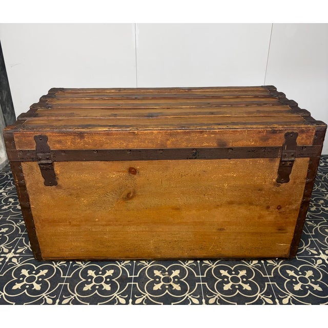 Antique Wooden Steamer Trunk, 1890s For Sale - Image 6 of 15
