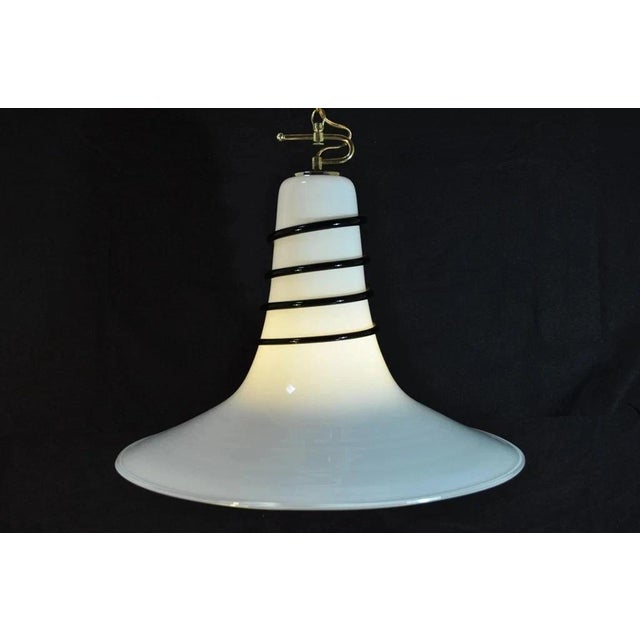 Murano Vintage Mid Century Modern Murano Blown Glass Bell Pendant Chandelier Fixture For Sale - Image 4 of 8