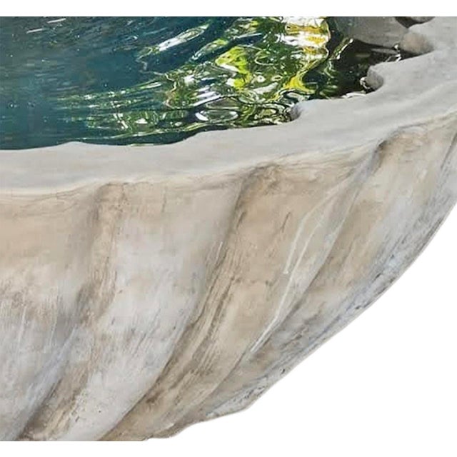 Mediterranean XL Scalloped Cement Fountain Bowl For Sale - Image 3 of 7