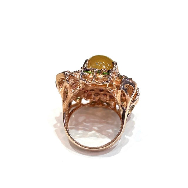 Bochic "Capri" Vintage Honey Sapphire, Garnet & Amethyst Ring -18K Gold & Silver For Sale - Image 9 of 18