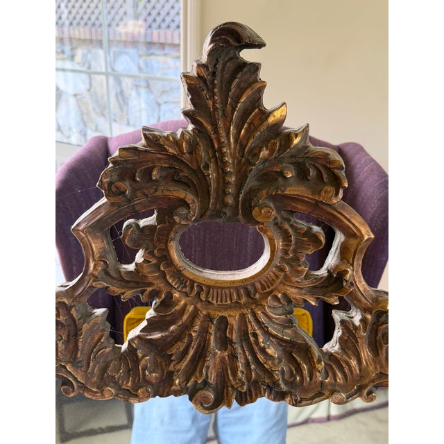 1960s Carved Wood, Gold, Rococo Style Wall Mirror For Sale - Image 4 of 4