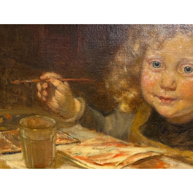 Modern Heinrich Pforr, Portrait of Granddaughter Heidi Pforr, 1948, Oil Painting on Canvas, Framed For Sale - Image 3 of 12