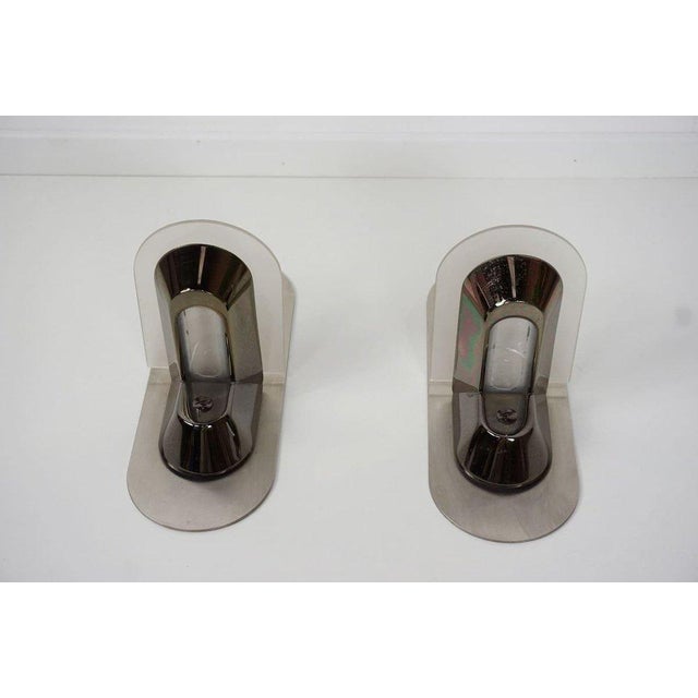 Vintage Stainless Steel Wall Lights, 1980s, Set of 2 For Sale - Image 6 of 8