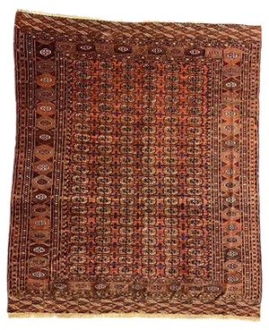 Antique Turkmen Tekke Main Rug in Red, Black & Beige