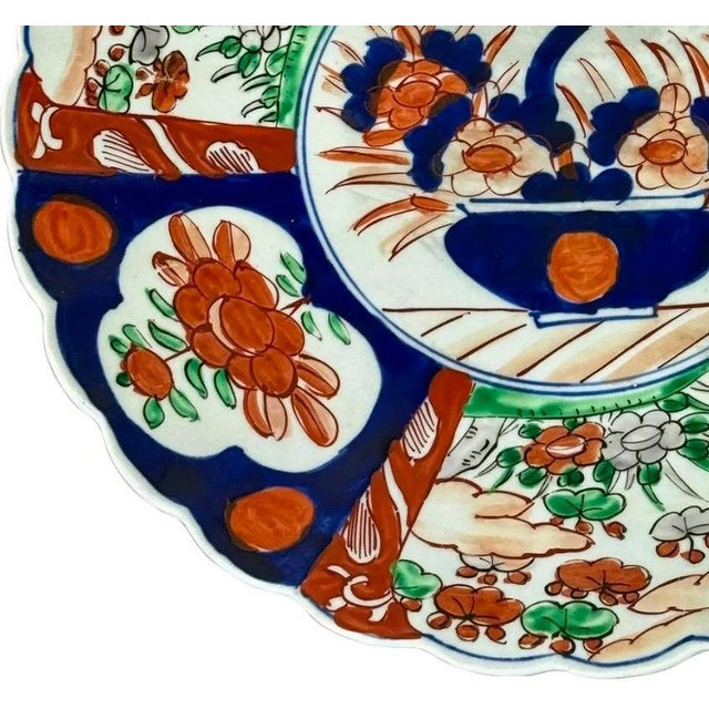 Antique 19th Century Japanese Imari Porcelain Scalloped Charger Plate, 13.25" D For Sale - Image 10 of 13