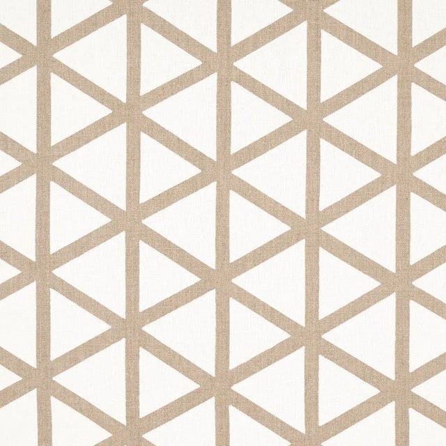 SAMPLE - Schumacher Tipton Appliqe Fabric In Flax For Sale