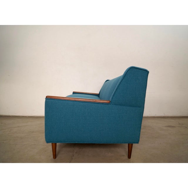 1960s 1960’s Mid-Century Modern Papa Bear Style Walnut Arm Sofa in Knoll Textiles For Sale - Image 5 of 12