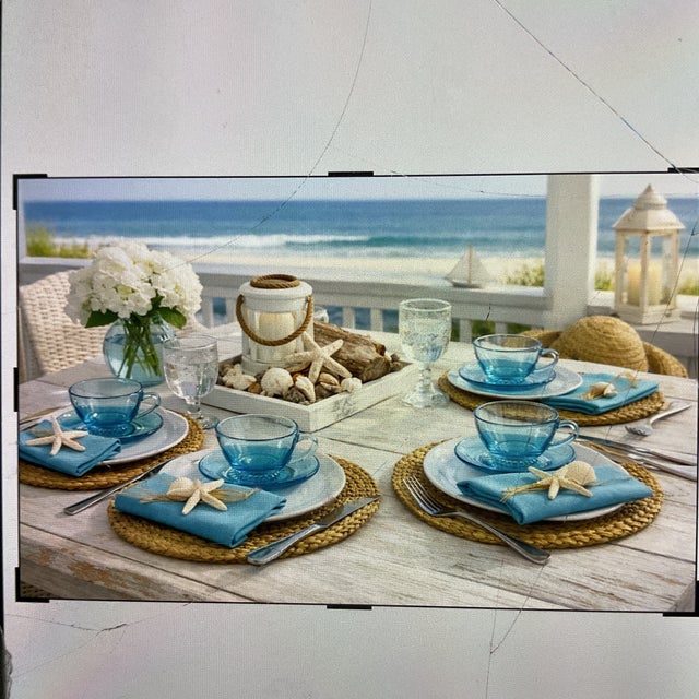 Mid-Century Modern 1960s Attributed to Hazel Atlas Capri vivid turquoise-blue Cup and Saucer For Sale - Image 3 of 3