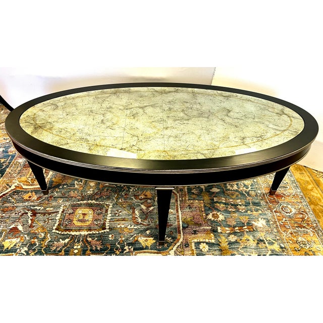 Ethan Allen Winston Oval Eglomise Mirrored Coffee Table Chairish