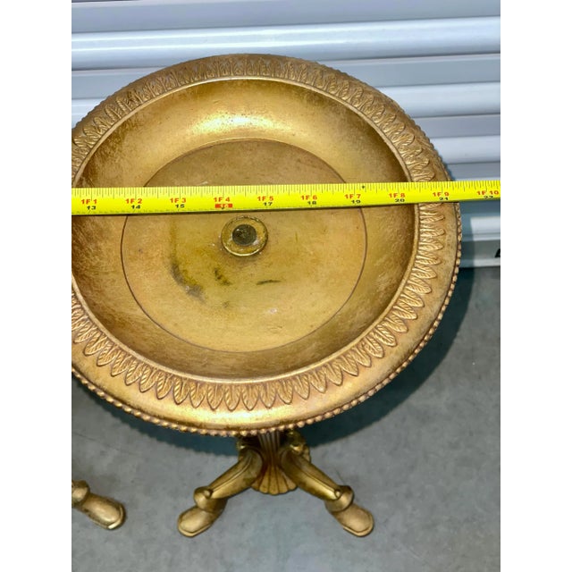 Brass French Provincial Brass Tripod Torchieres Candle Holders - A Pair For Sale - Image 8 of 10