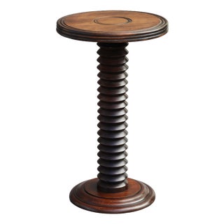 Vintage French Carved Oak Pedestal Table in the style of Charles Dudouyt, 1940 For Sale