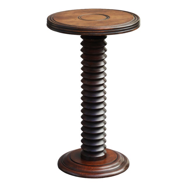 Vintage French Carved Oak Pedestal Table in the style of Charles Dudouyt, 1940 For Sale