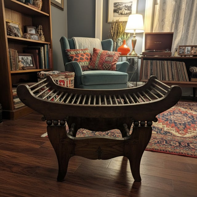 1900 - 1909 Antique Victorian Mohagany Hand Carved Stool For Sale - Image 5 of 7