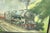 A late 20th century oil painting on board of a steam locomotive and surrounding landscape. The artist's signature is...
