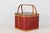 Mid-Century Red Woven Picnic Basket With Lid and Handles For Sale - Image 9 of 17