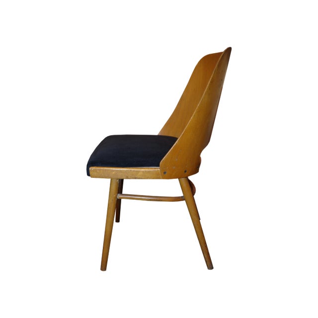 Italian 1960s Italian Wood Mid-Century Silk Velvet Chair For Sale - Image 3 of 4