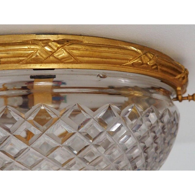 Metal French Empire Bronze Cut Glass Ceiling Light For Sale - Image 7 of 11