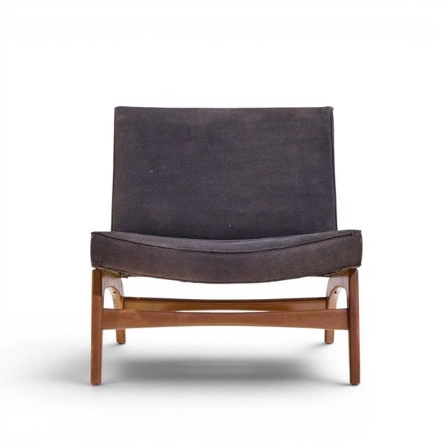 Mid 20th Century Adrian Pearsall Style Mid Century Walnut Slipper Chairs - Pair For Sale - Image 5 of 12