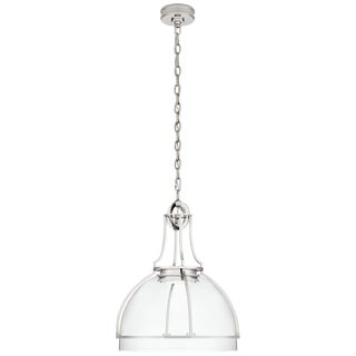 Chapman & Myers for Visual Comfort Signature Gracie Large Dome Pendant in Polished Nickel with Clear Glass For Sale