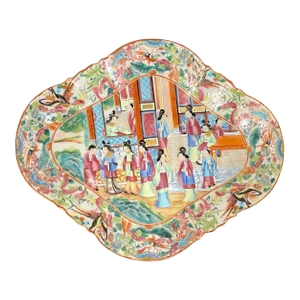 19th Century Chinese Quatrefoil Rose Mandarin Footed Fruit Bowl*, Circa 1850