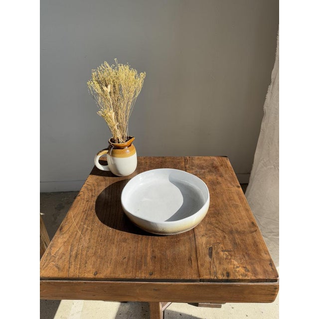 Large White and Earth Ceramic Dish For Sale - Image 5 of 18