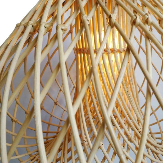 Contemporary Rattan Java Drop Pendant Light Medium For Sale - Image 4 of 12