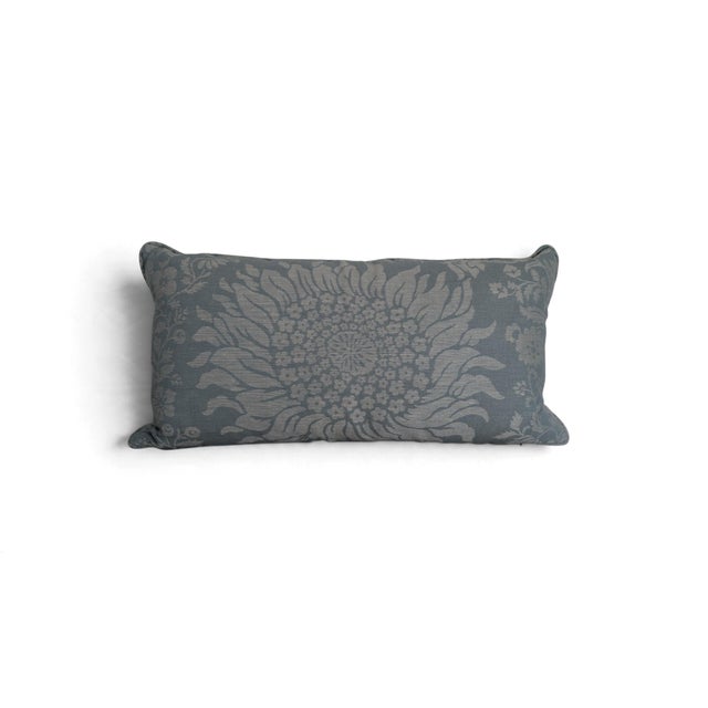 Traditional Pair of Blue Gray Floral Banquette Pillows With Oversized Botanical Motif For Sale - Image 3 of 5