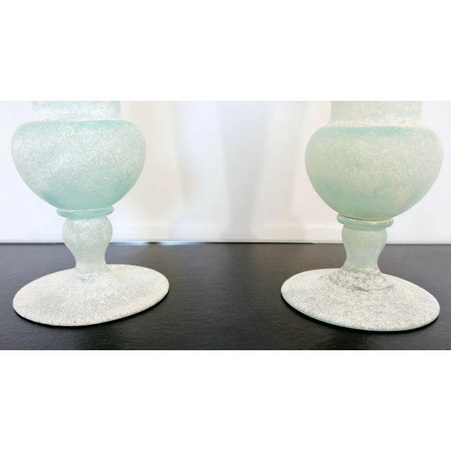 Glass Mid Century Modern Seguso Vetri D'Arte Glass Vases Vessels Italy Signed - A Pair For Sale - Image 7 of 9