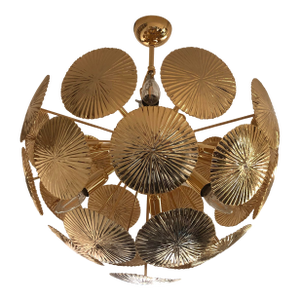 Italian Hammered Brass Sputnik Semi-Sphere Chandelier