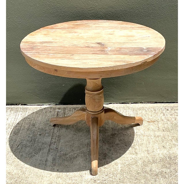 Vintage Turned Wood Pedestal Side Table For Sale - Image 9 of 16