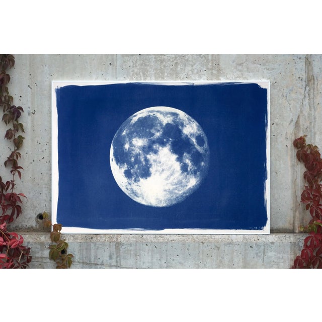Contemporary "Full Moon" , Handprinted Cyanotype on Watercolor Paper. Limited Edition For Sale - Image 3 of 10